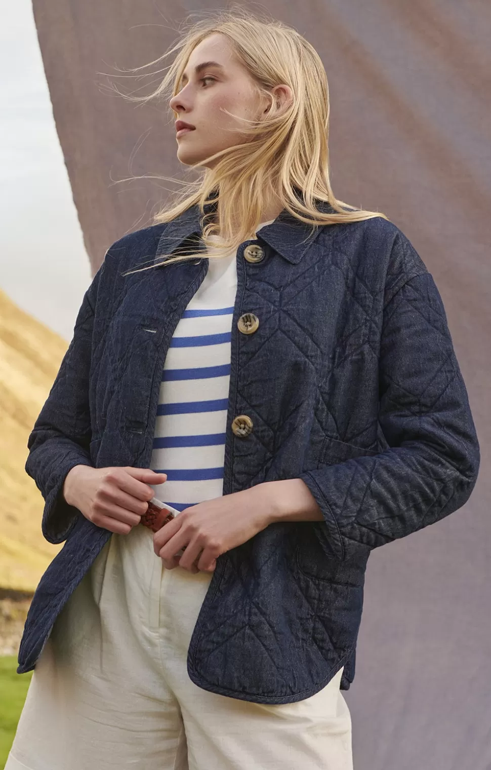 * Jackets | Ladies Barbour Denim Barrhead Quilted Shacket