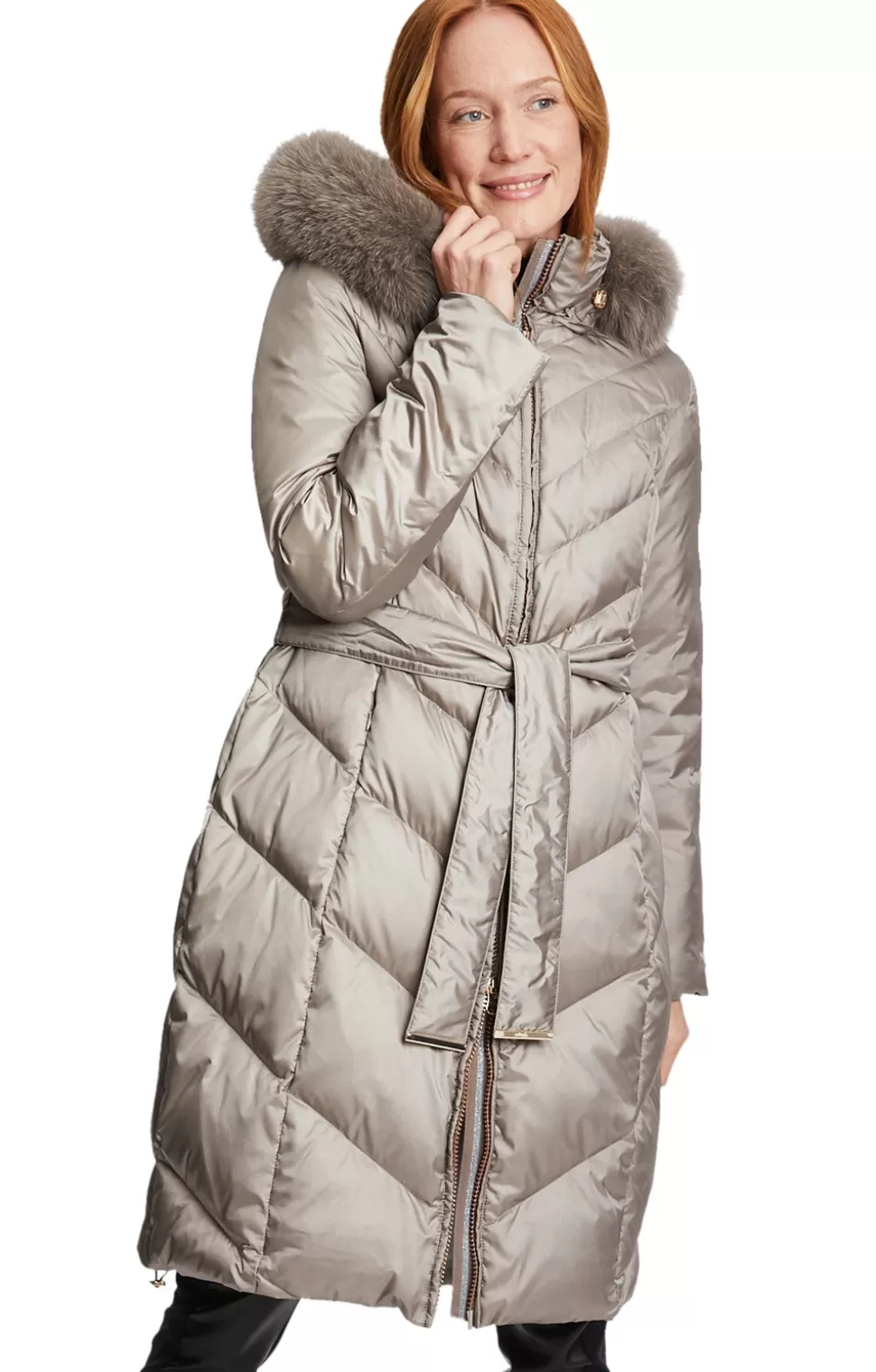 * Jackets | Ladies Betty Barclay Hooded Quilted Coat With Fur