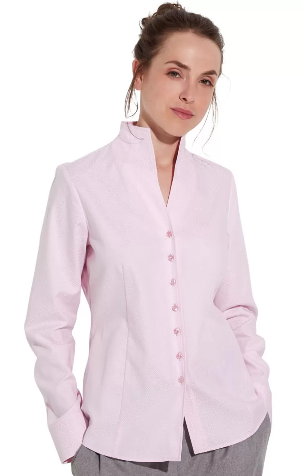 * Blouses & Shirts | Ladies Eterna Tiny Dot Stand Collar Shirt