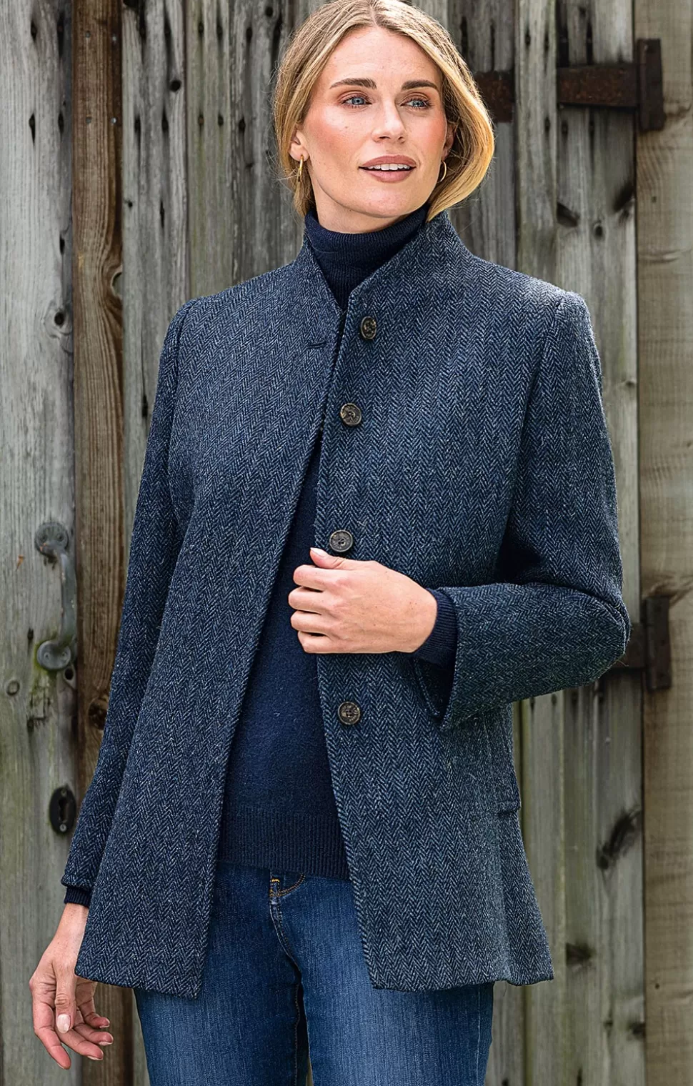 * Trousers | Ladies Harris Tweed Covered Placket Coat