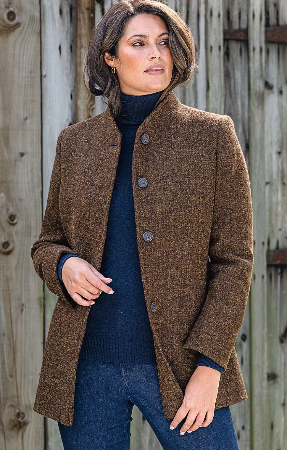 * Trousers | Ladies Harris Tweed Covered Placket Coat