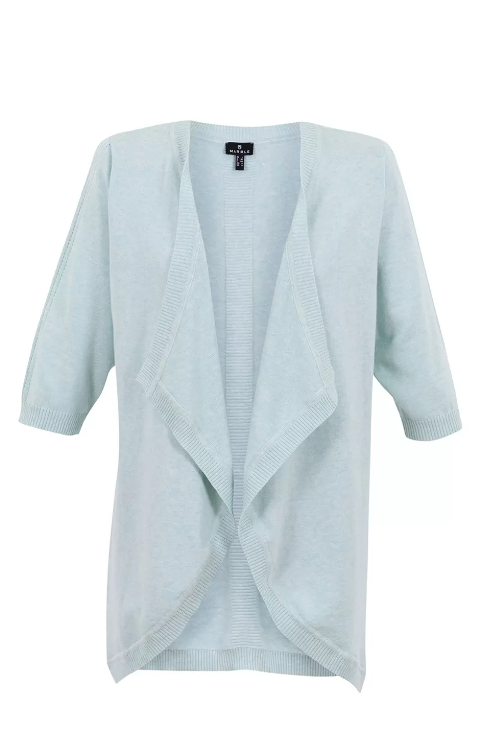 * Knitwear | Ladies Marble Ribbed Detail Waterfall Cardigan